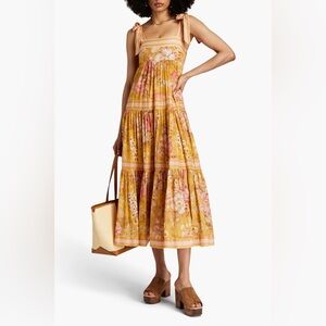 Zimmermann Pattie Tie Shoulder Maxi Dress Mustard Yellow Floral US 6 UK 10 sz 1